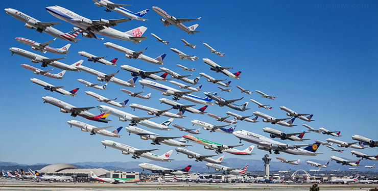 これも絶景！飛行機が一気に飛び立つ写真が壮観すぎる